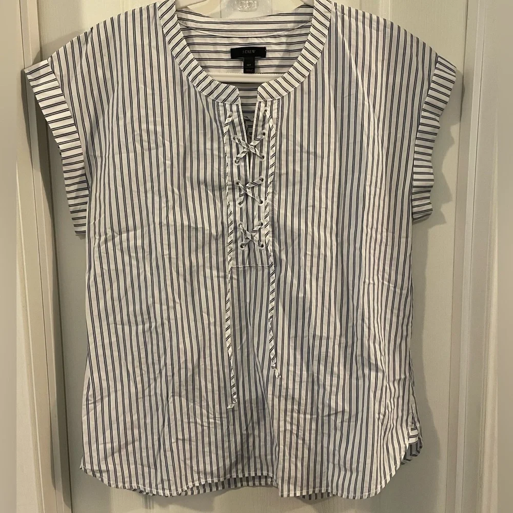 J. Crew Women's Striped Lace-Up Top EUC SZ 12t